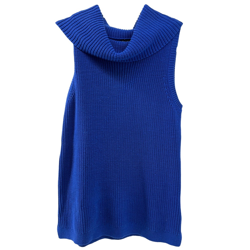 Talbots Womens Cobalt Blue Cowl Neck Shaker Knit Sweater Vest Size M‎ Sleeveless
